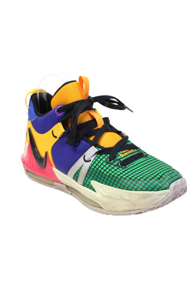 Nike Boys LeBron Witness 7 Colorblock Basketball Sneakers Green Blue Yellow 6Y