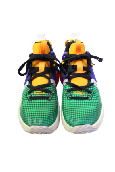 Nike Boys LeBron Witness 7 Colorblock Basketball Sneakers Green Blue Yellow 6Y