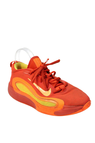 Nike Boys Lace Up Logo Knit IsoFly Grade School Sneakers Orange Size 7