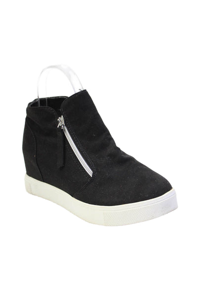 Steve Madden Womens Double Side Zip High Top Faux Suede Sneakers Black Size 5M