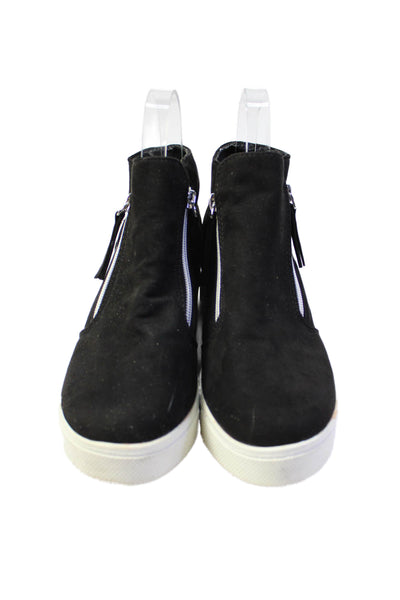 Steve Madden Womens Double Side Zip High Top Faux Suede Sneakers Black Size 5M