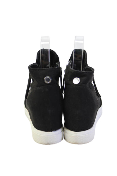 Steve Madden Womens Double Side Zip High Top Faux Suede Sneakers Black Size 5M