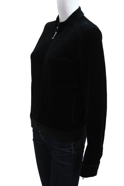 Juicy Couture Womens Bomber Jacket Black High Neck Long Sleeve Size S