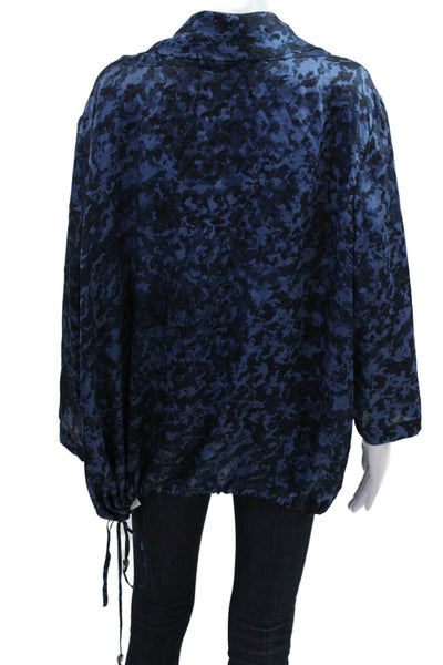 Michael Michael Kors Womens Tunic Blouse Dark Blue Camouflage 3/4 Sleeve Size 3X