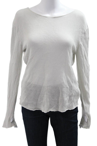 Zara Womens Pullover Sweater Beige 100% Cotton Round Neck Long Sleeve Size L