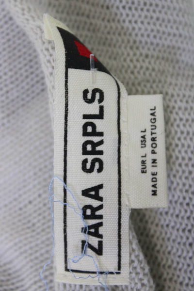 Zara Womens Pullover Sweater Beige 100% Cotton Round Neck Long Sleeve Size L