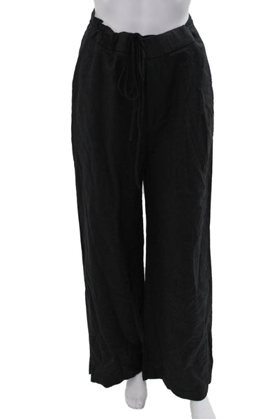 Zara Women Dress Pants Black Drawstring Linen Viscose Size M