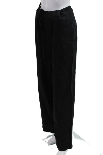 Zara Women Dress Pants Black Drawstring Linen Viscose Size M