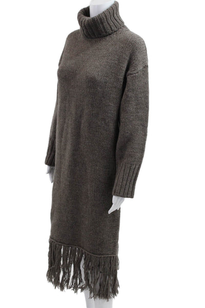 Zara Women Sweater Dress Brown Turtleneck Long Sleeve Knee Length Wool Size XS