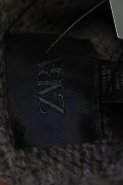 Zara Women Sweater Dress Brown Turtleneck Long Sleeve Knee Length Wool Size XS