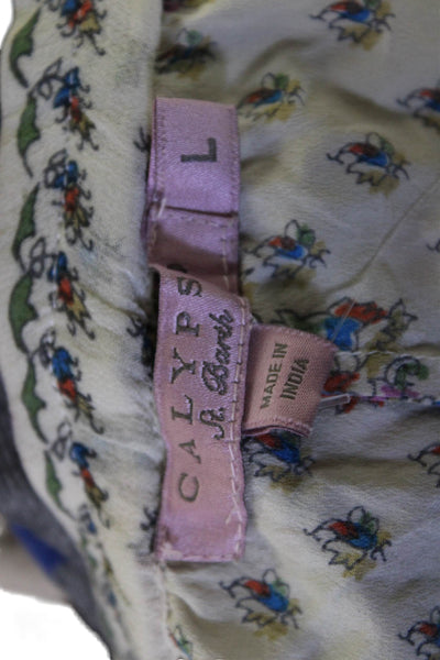 Calypso Saint Barth Women Cropped Ankle Floral Drawstring Cotton Pants Size L