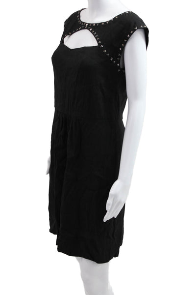 Rebecca Taylor Women Sheath Mini Black Gothic Linen Blend Dress Size 8