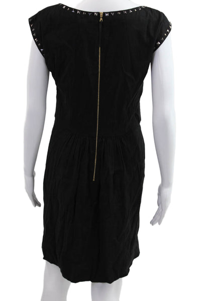 Rebecca Taylor Women Sheath Mini Black Gothic Linen Blend Dress Size 8