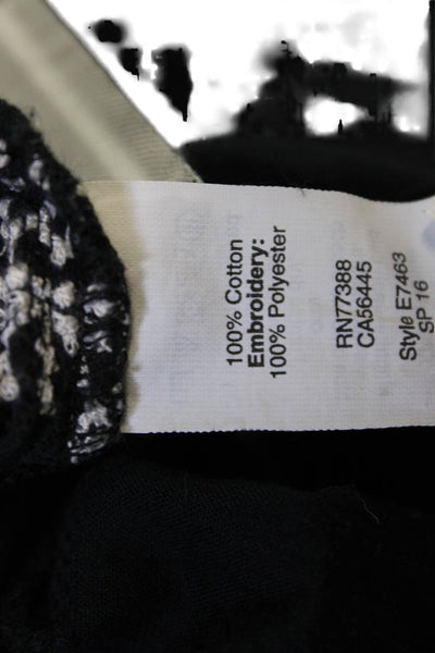 Madewell Women Black Geometric Tunic Blouse 3/4 Sleeve Cotton Bohemian Size L