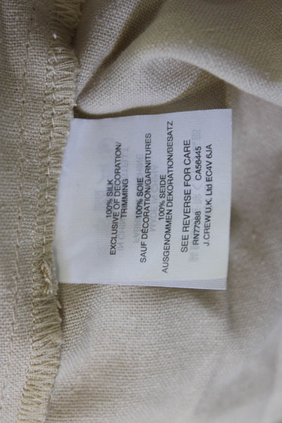 Madewell Women Tunic Beige Silk Long Sleeve Drawstring Geometric Size L