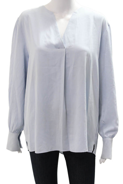 Brooks Brothers Women Light Blue V-Neck Basic Blouse Size XL