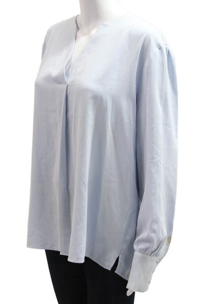 Brooks Brothers Women Light Blue V-Neck Basic Blouse Size XL