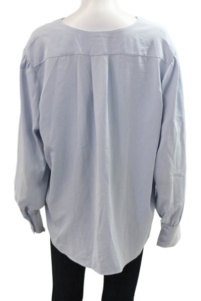 Brooks Brothers Women Light Blue V-Neck Basic Blouse Size XL