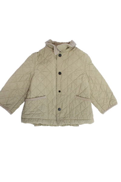 Burberry Girls Quilted Cotton Blend Button Up Jacket Beige Size 2