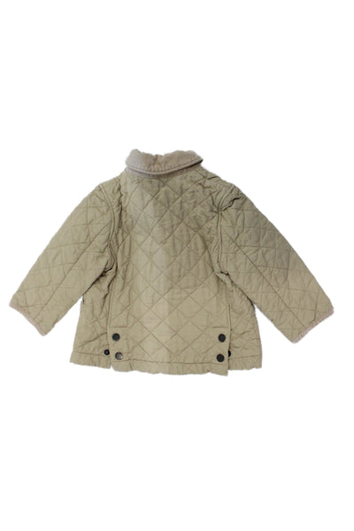 Burberry Girls Quilted Cotton Blend Button Up Jacket Beige Size 2