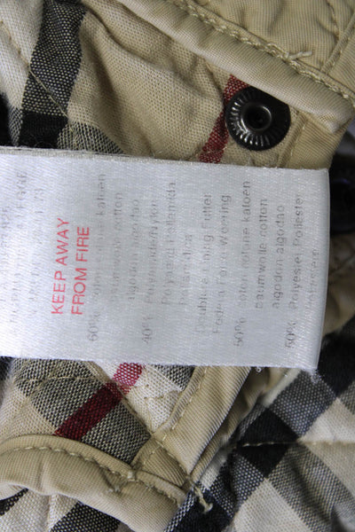 Burberry Girls Quilted Cotton Blend Button Up Jacket Beige Size 2