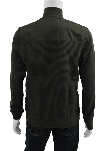 Ted Baker London Mens Bomber Jacket Army Striped Green High Neck Size XL