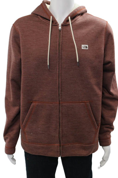 The North Face Mens Full-Zip Hoodie Brown Drawstring Long Sleeve Size L