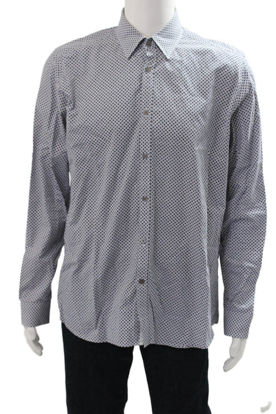 Ted Baker London Mens Point Collar Blue Cotton Button-Up Size 5