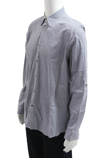 Ted Baker London Mens Point Collar Blue Cotton Button-Up Size 5