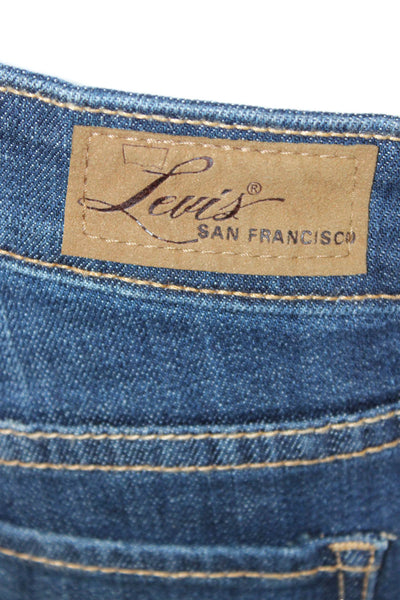 Levi's Womens Bootcut Jeans Dark Blue High Rise Button 30 Inseam Size 32