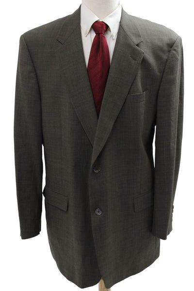 Hart Schaffner Marx Mens Dark Gray Wool Blend Solid Suit Jacket Button Size 46