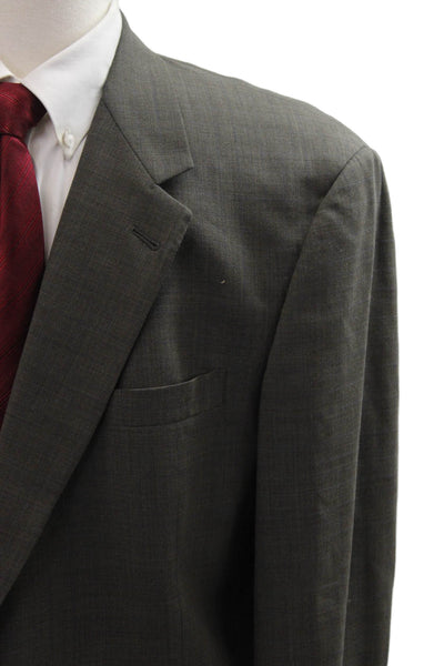 Hart Schaffner Marx Mens Dark Gray Wool Blend Solid Suit Jacket Button Size 46
