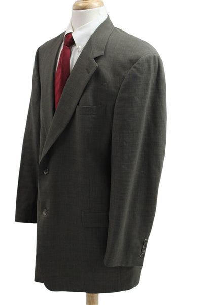 Hart Schaffner Marx Mens Dark Gray Wool Blend Solid Suit Jacket Button Size 46