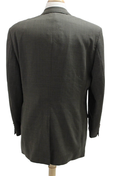 Hart Schaffner Marx Mens Dark Gray Wool Blend Solid Suit Jacket Button Size 46