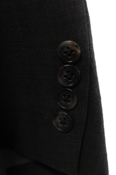 Hart Schaffner Marx Mens Dark Gray Wool Blend Solid Suit Jacket Button Size 46