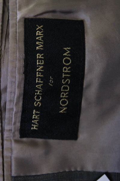 Hart Schaffner Marx Mens Dark Gray Wool Blend Solid Suit Jacket Button Size 46