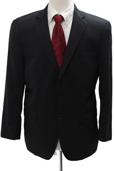 Hart Schaffner Marx Mens Black Cotton Blend Suit Jacket Button Size 42
