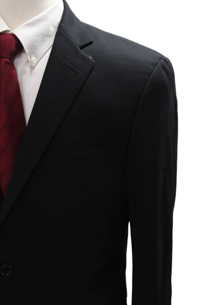 Hart Schaffner Marx Mens Black Cotton Blend Suit Jacket Button Size 42
