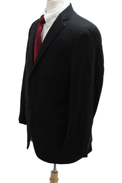 Hart Schaffner Marx Mens Black Cotton Blend Suit Jacket Button Size 42