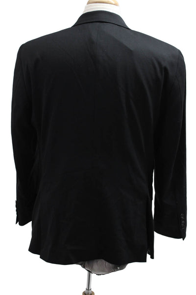 Hart Schaffner Marx Mens Black Cotton Blend Suit Jacket Button Size 42