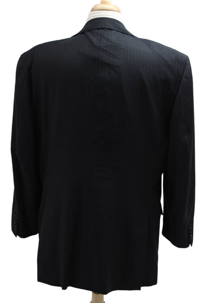 Pal Zileri Mens Dark Blue Striped Pure New Wool Suit Jacket Size 42