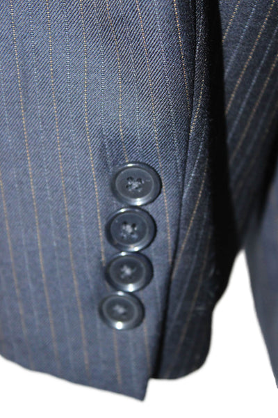 Pal Zileri Mens Dark Blue Striped Pure New Wool Suit Jacket Size 42
