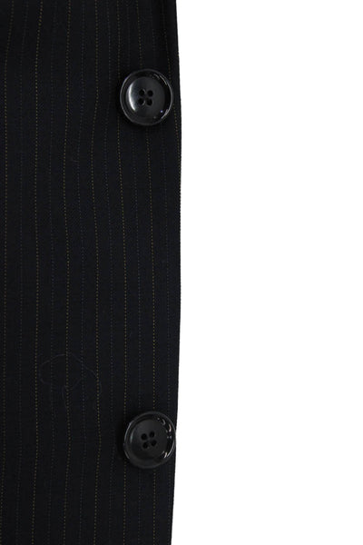 Pal Zileri Mens Dark Blue Striped Pure New Wool Suit Jacket Size 42