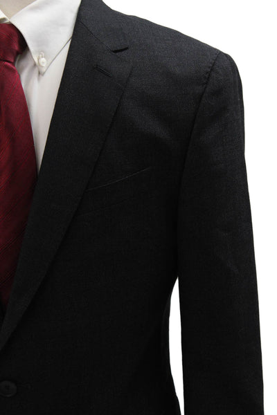 Boss Hugo Boss Mens Suit Jacket Black Virgin Wool Collared Button Size 40