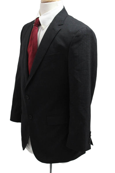 Boss Hugo Boss Mens Suit Jacket Black Virgin Wool Collared Button Size 40