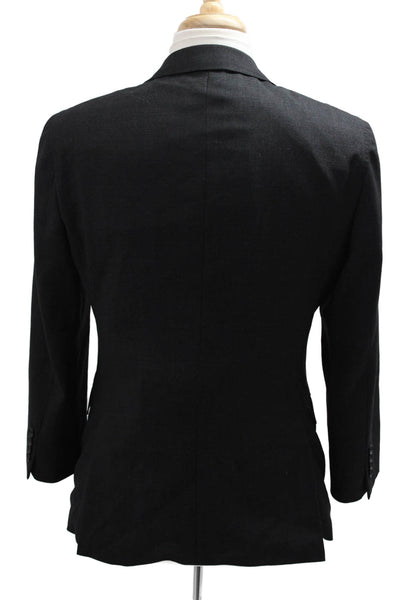 Boss Hugo Boss Mens Suit Jacket Black Virgin Wool Collared Button Size 40