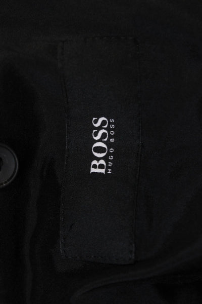 Boss Hugo Boss Mens Suit Jacket Black Virgin Wool Collared Button Size 40