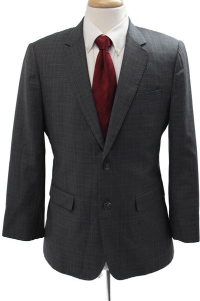 Ermenegildo Zegna Mens Dark Gray Wool Blend Check 2 Button Suit Jacket Size 36