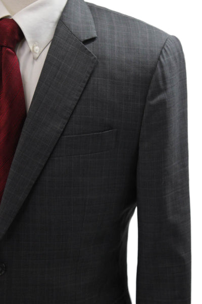 Ermenegildo Zegna Mens Dark Gray Wool Blend Check 2 Button Suit Jacket Size 36
