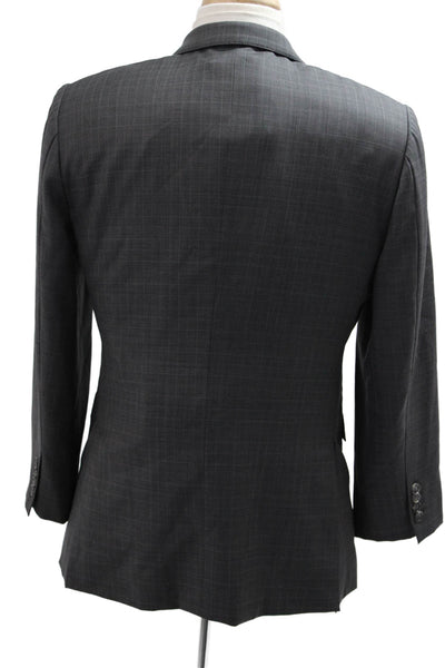 Ermenegildo Zegna Mens Dark Gray Wool Blend Check 2 Button Suit Jacket Size 36